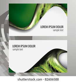 vector business cards, green abstraction concept