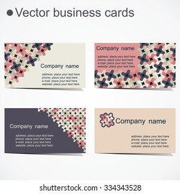 vector business cards. set of business cards in floral design. decoration for advertisement.Vector illustration