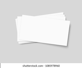 Vector business cards stack on transparent background.