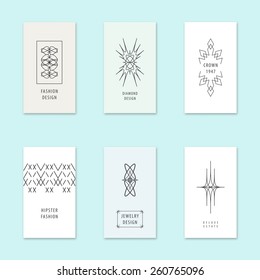 Vector business cards templates with vintage geometric patterns. 