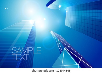 Vector business center | skyscrapers background