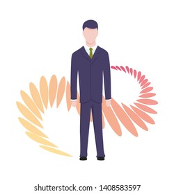 Vector business characters poses and actions. Businessman standing.