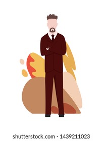 Vector business characters poses and actions. Businessman standing.