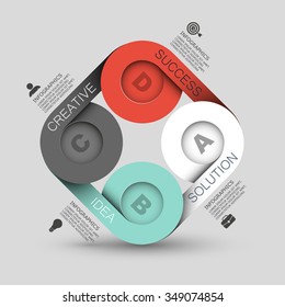 Vector business chart with square corners curls / can be used in business presentations, reports, data visualization