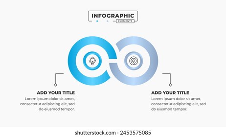 Vector business circle infinity Plantilla de diseño de presentación infográfica con 2 pasos u opciones