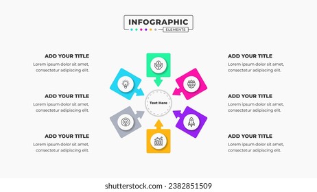 Vector business circle infographic presentation elements with 6 steps or options