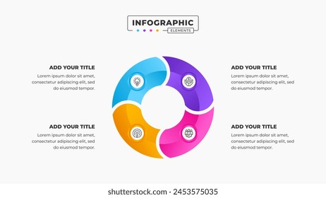 Vector business circle infographic presentation design template with 4 steps or options