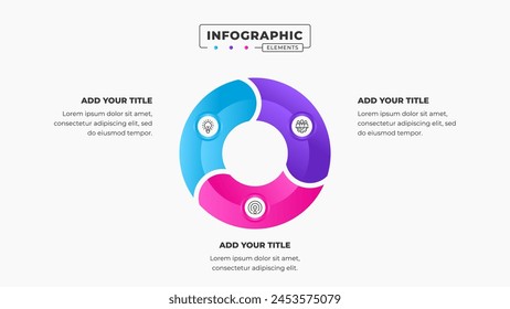 Vector business circle infographic presentation design template with 3 steps or options