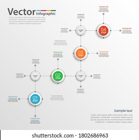 Plantilla de infografía de círculo de negocios de vectores con 4 pasos. Para diagrama, gráfico, presentación y gráfico.  