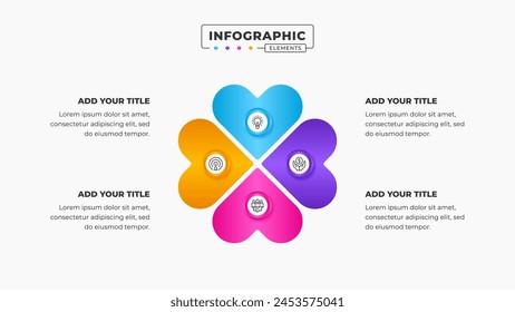 Vector business circular infographic presentation design template with 4 steps or options