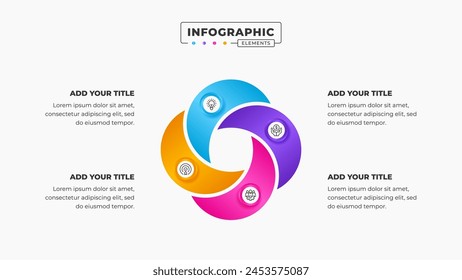 Vector business circular infographic presentation design template with 4 steps or options