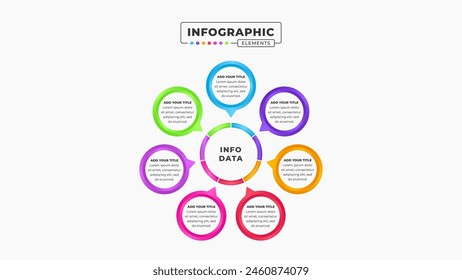 Vector business circular process infographic design template with 8 steps