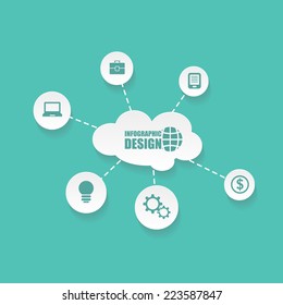 Vector business cloud infographic design. Can be used for diagram, web design, different illustrations and other. Business template