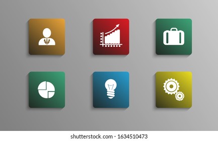 Vector business color icons with shadow