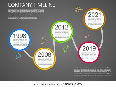Vector business company timeline with five year cvartal points