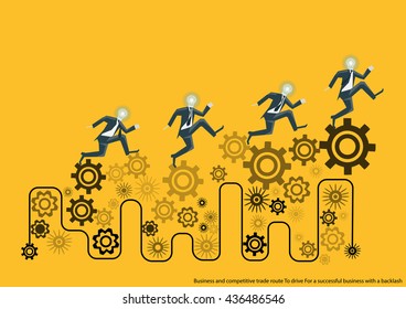 Vector business and competitive trade route To drive For business success with backlash flat design