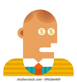 Vector business concept - dollars in eyes