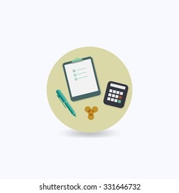 Vector business concept in flat style - paper documents and workplace - contract management