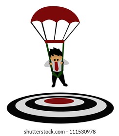 Vector - Business concept.He focused on a target with parachute.