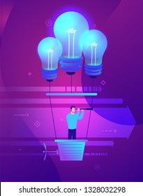 Vector business concept illustration of Businessman holding the right course.