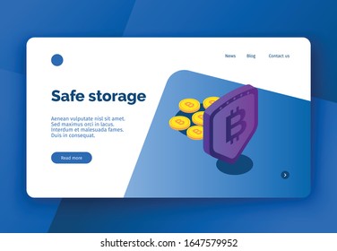 Vector business concept illustration  cryptocurrency and business trading , people making money. Modern bright banner, site template with place for your text.