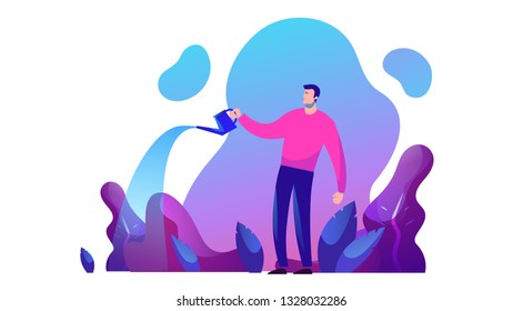Vector business concept illustration of man and tree idea
