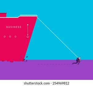 Vector business concept illustration of strong man - Modern colors. Creative Bussiness illustration. Eps 10