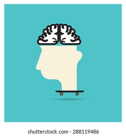 vector Business The concept shows the head, face, brain, think about a dollar a vector