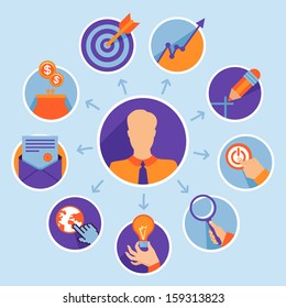 Vector business concept - start up infographic design elements in flat retro style
