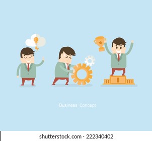 Vector business concept - start up infographic design elements with man in flat style.