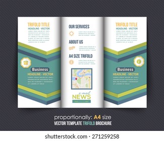 Vector Business Concept Tri-Fold Brochure Design. Corporate Leaflet, Cover Template