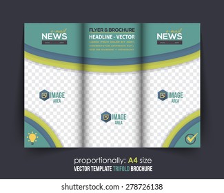 Vector Business Concept Tri-Fold Brochure Design. Corporate Leaflet, Cover Template
