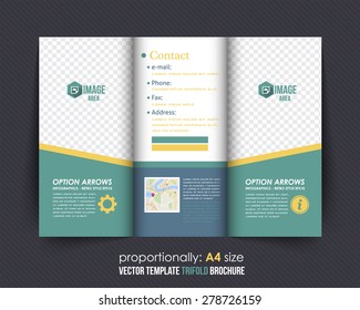 Vector Business Concept Tri-Fold Brochure Design. Corporate Leaflet, Cover Template