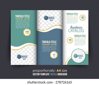 Vector Business Concept Tri-Fold Brochure Design. Corporate Leaflet, Cover Template