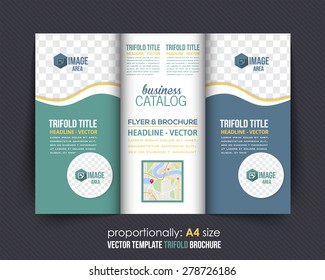Vector Business Concept Tri-Fold Brochure Design. Corporate Leaflet, Cover Template