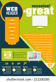 Vector Business Concept Website Design, Flat Elements 