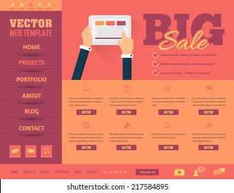 Vector Business Concept Website Design, Flat Elements 
