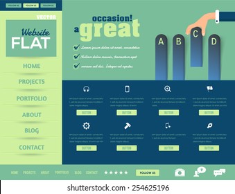 Vector Business Concept Website Design, Flat Elements 