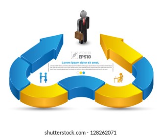 Vector  business concepts with arrow / can use for infographic/loop business report or plan / modern template / education template / business brochure /  system diagram