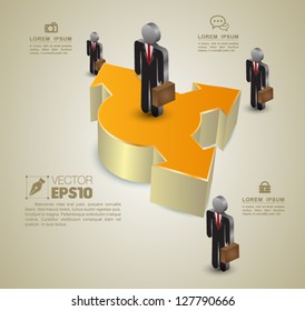 Vector  business concepts with human icons three way / can use for infographic / loop business report or plan / modern template / education template / business brochure