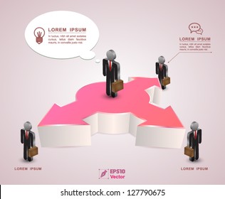 Conceptos de negocio de vectores con iconos humanos de tres maneras / puede utilizarse para informes de negocios de infografía / bucle o plan / plantilla moderna / plantilla de educación / folleto de negocios