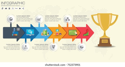 Vector business concepts with icons. Can use for infographic loop business report or plan modern template education template. Business brochure system diagram.