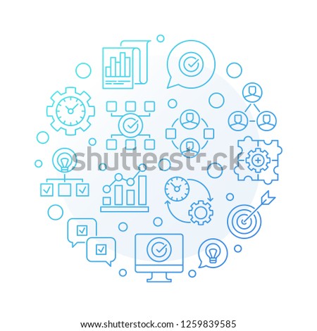 Vector Business Consulting round blue outline illustration on white background