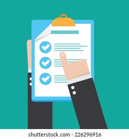 Vector business contract - analyzing document - concept in flat style