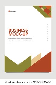 Vector business cover decorated with autumn theme colored geometric shapes. Suitable for annual report, business proposal, company profile, product catalog, and promotion media.