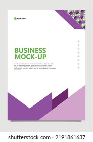 La cubierta de los vectores se burla usando el tono de color púrpura y decorado por patrones. Adecuado para perfil de empresa, informe anual, catálogo, plantilla, propuesta, revista, folleto y afiche.