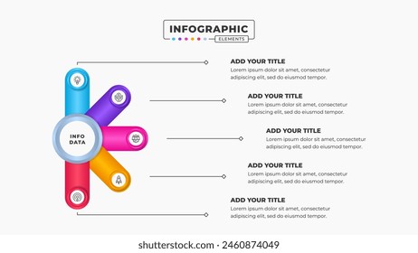 Vector business cycle presentation infographic design template with 5 steps