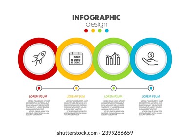 Vector business data visualization, process diagram graph with 4 steps, options, parts or processes, vector business template for presentation, creative ideas for infographics.