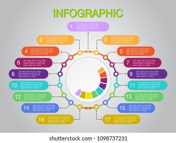 Vector Business data,Infographic number options template 17 steps design