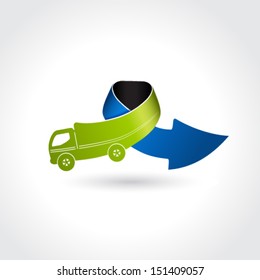 Vector business delivery symbol, transport icon, truck with arrow